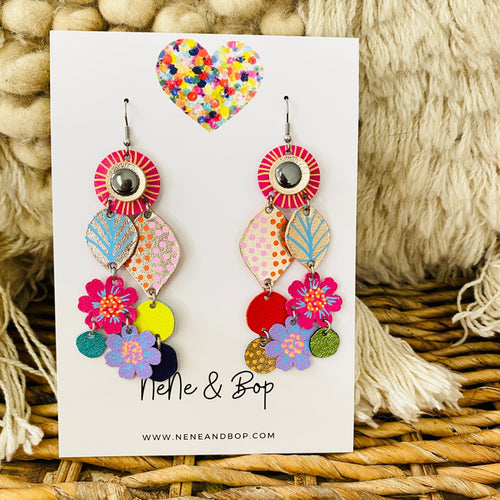 Bouquet of Blooms - Mega 3 - Leather Earrings