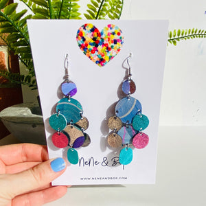 Pebbles - Painted Pastel Drops - Mega - Leather Earrings