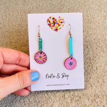 Load image into Gallery viewer, Single Bloom Gems - Pink - Leather Earrings