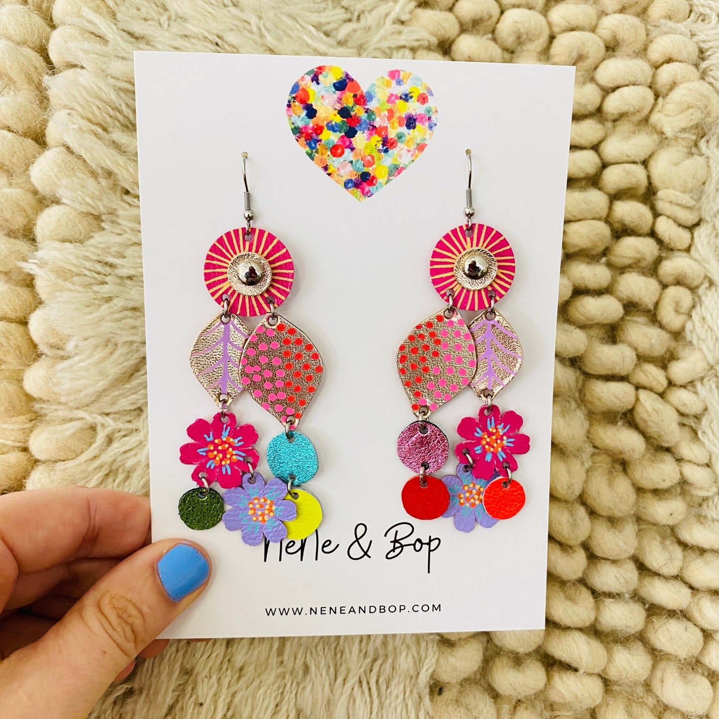 Bouquet of Blooms - Mega 1 - Leather Earrings