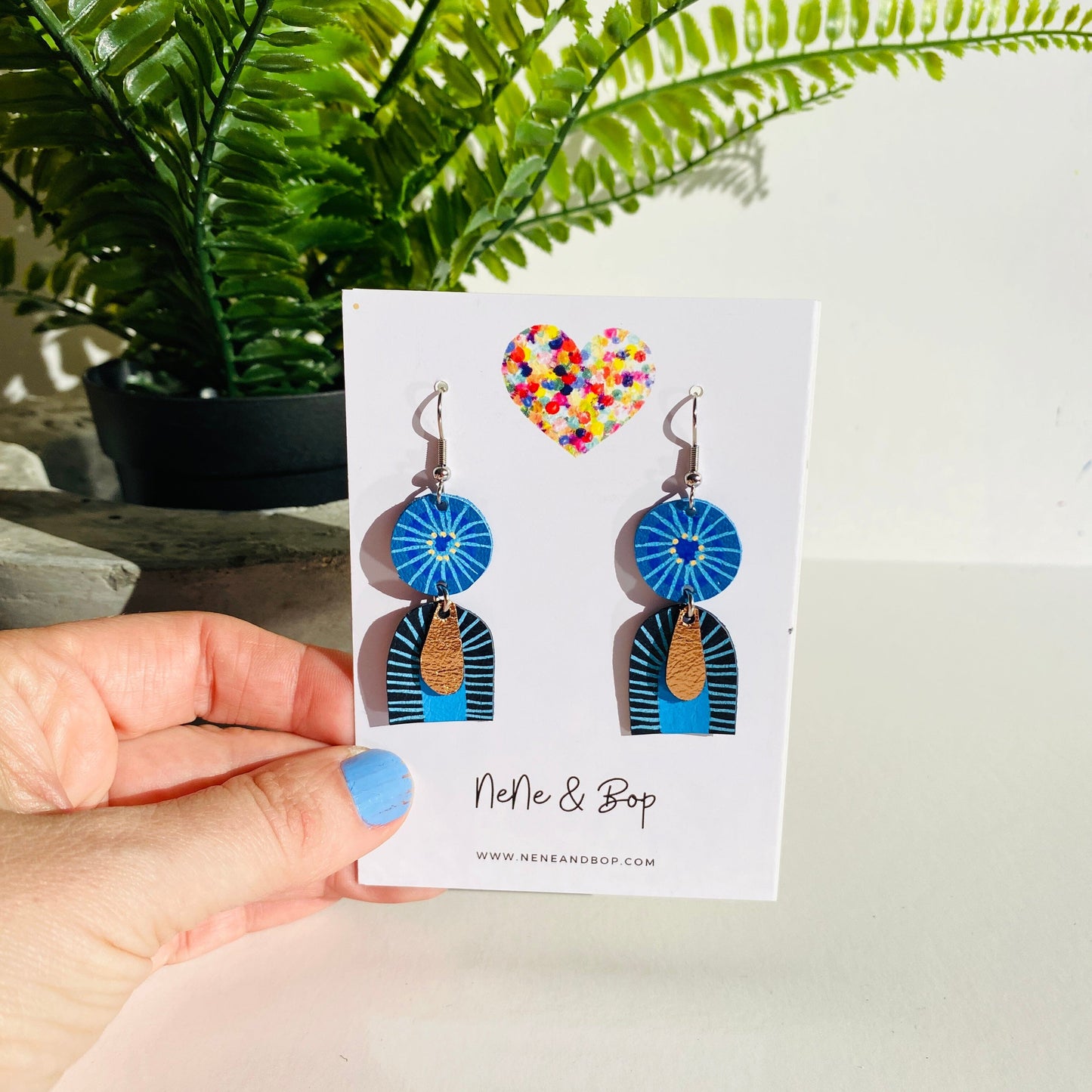 Goldilocks Collection - Blue - Mini - Leather Earrings