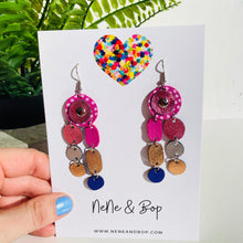 Load image into Gallery viewer, Pebbles - Magenta/Rose Gold - Midi - Leather Earrings