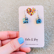 Load image into Gallery viewer, Mini Cubes 1 - Blue - Leather Earrings