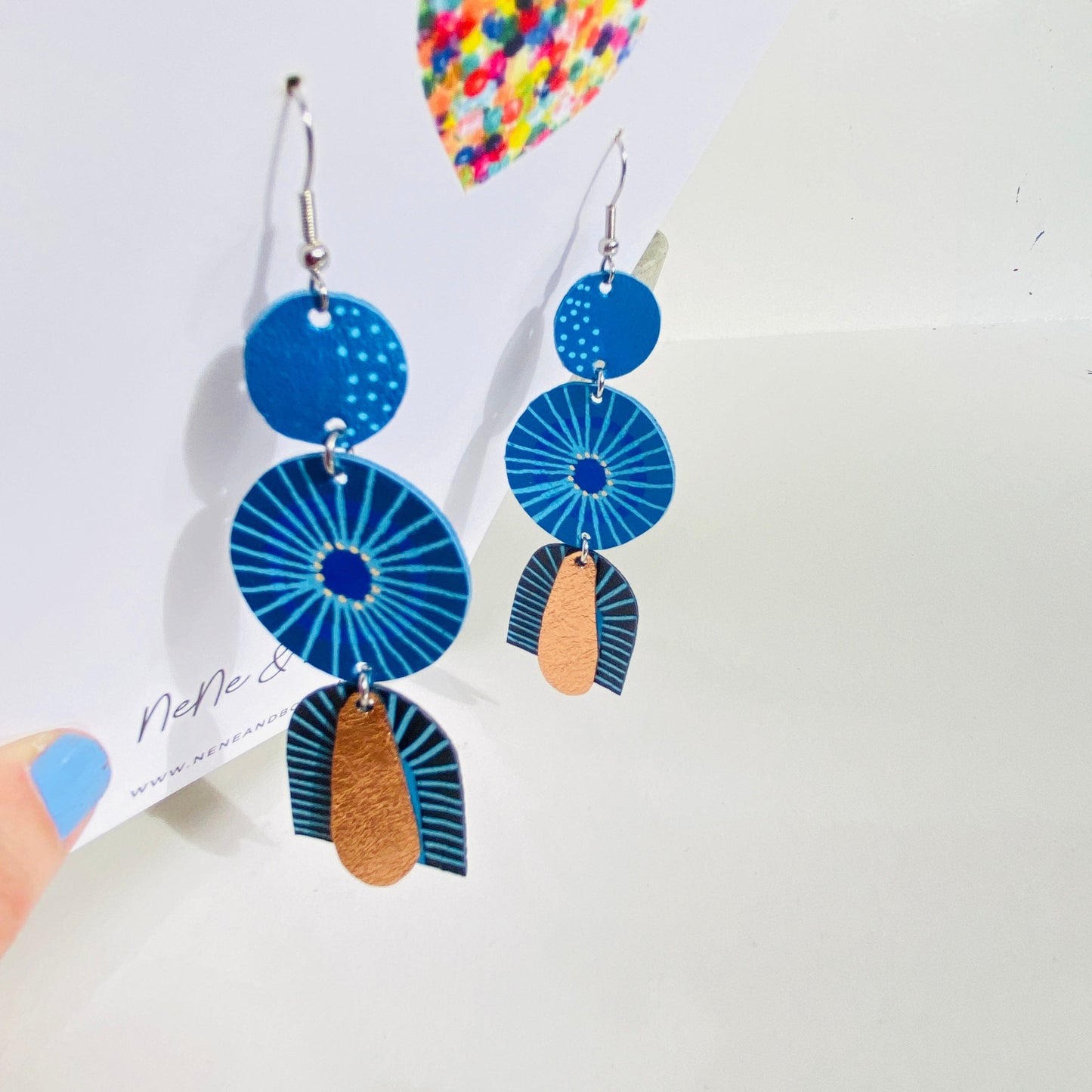 Goldilocks Collection - Blue - Midi - Leather Earrings