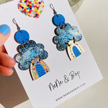 Load image into Gallery viewer, Sunshine and Rainbows - Midnight Blue - Leather Earrings