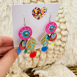 Bouquet of Blooms - Midi 1 - Leather Earrings