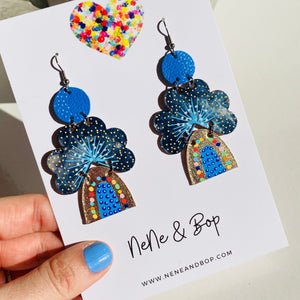 Sunshine and Rainbows - Midnight Blue - Leather Earrings