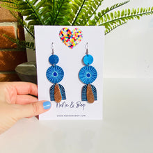 Load image into Gallery viewer, Goldilocks Collection - Blue - Midi - Leather Earrings