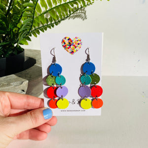 Rainbow Pebbles - Midi - Leather Earrings