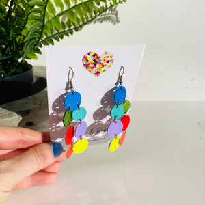 Rainbow Pebbles - Midi - Leather Earrings