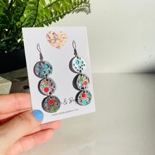 Load image into Gallery viewer, Stellar Triple Gems 1 - Leather Earrings