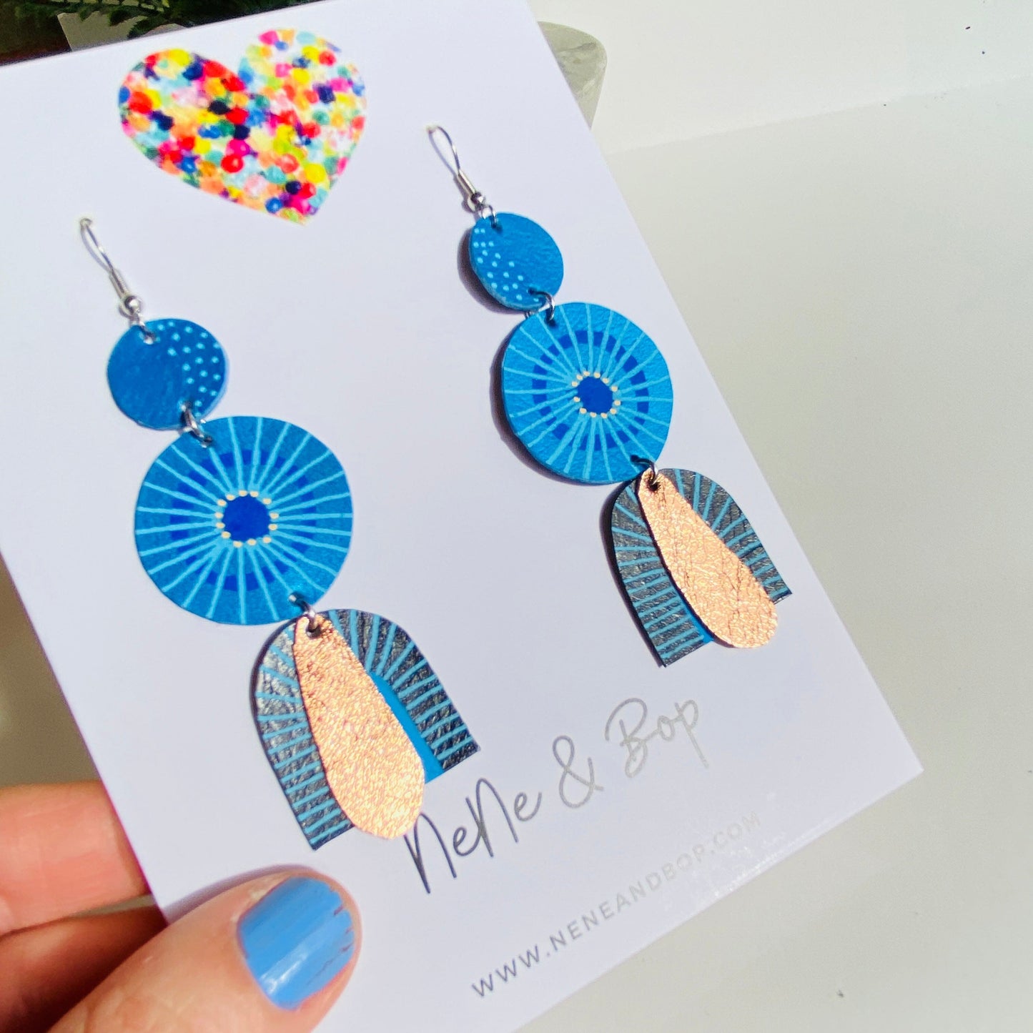 Goldilocks Collection - Blue - Midi - Leather Earrings