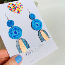 Load image into Gallery viewer, Goldilocks Collection - Blue - Midi - Leather Earrings