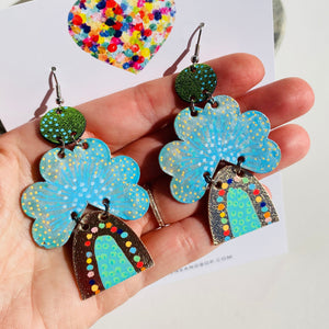 Sunshine and Rainbows - Green/Mint - Leather Earrings