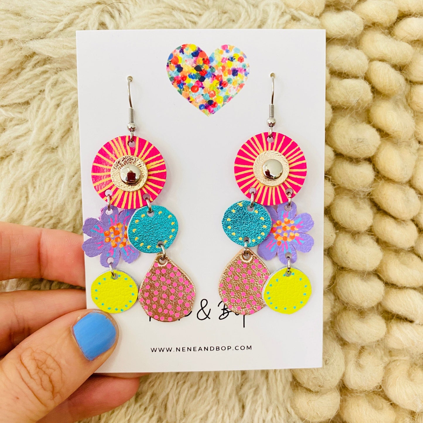 Bouquet of Blooms - Midi 6 - Leather Earrings