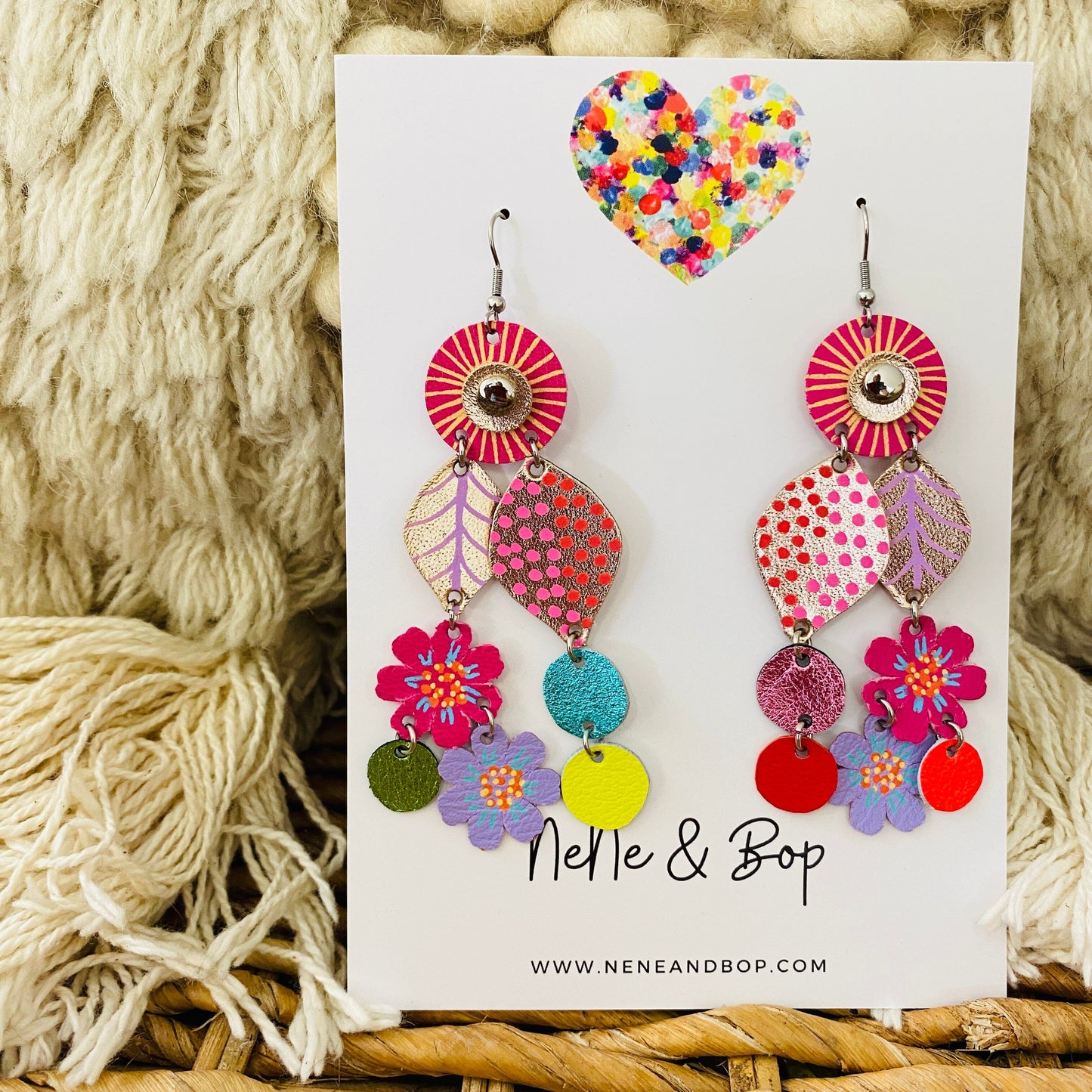 Bouquet of Blooms - Mega 1 - Leather Earrings