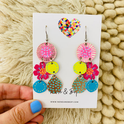 Bouquet of Blooms - Midi 2 - Leather Earrings