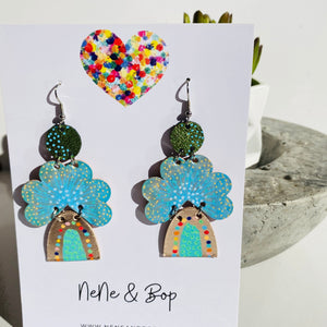 Sunshine and Rainbows - Green/Mint - Leather Earrings