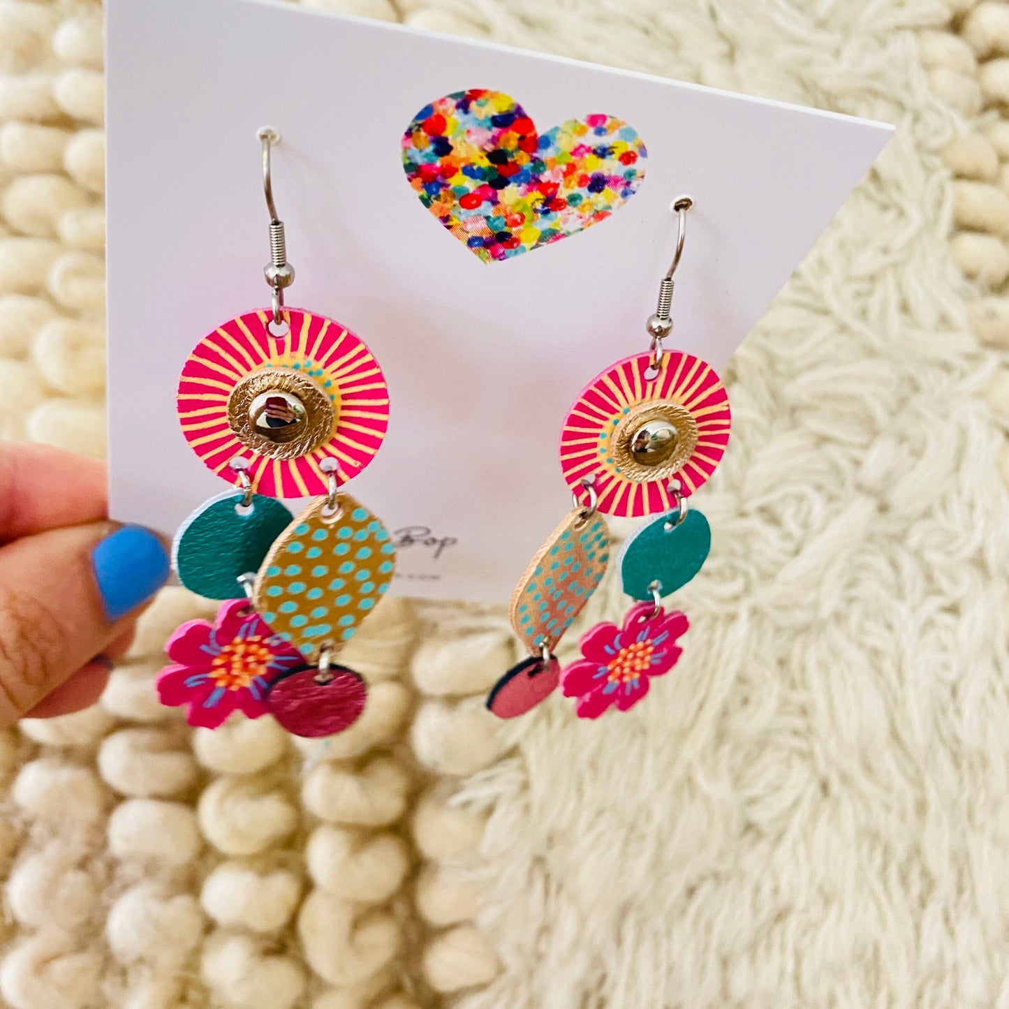 Bouquet of Blooms - Midi 4 - Leather Earrings