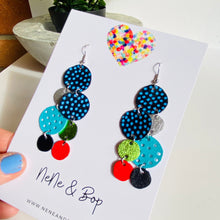 Load image into Gallery viewer, Pebbles - Navy Spots - Mega - Leather Earrings