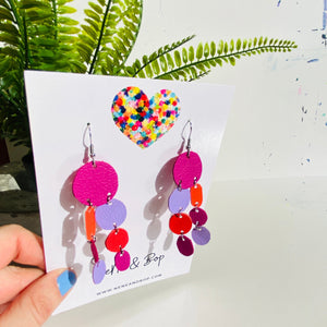 Rainbow Pebbles - Magenta Lilac - Leather Earrings