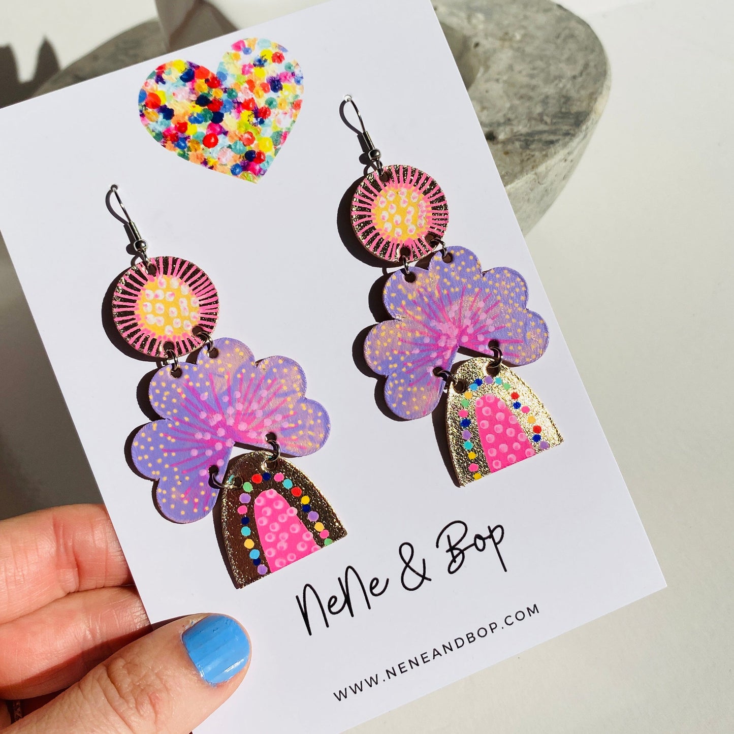 Sunshine and Rainbows - Lemon/Lilac/Pink - Leather Earrings