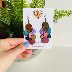 Pebbles - Gold Pastels - Leather Earrings