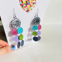 Load image into Gallery viewer, Pebbles - Silver Aqua Pink - Leather Earrings