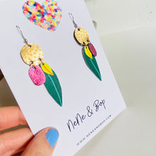 Load image into Gallery viewer, Buds and Leaves - Wattle - Leather Earrings
