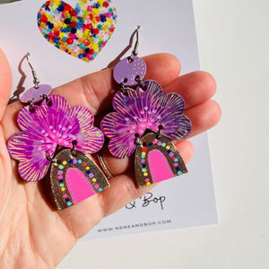 Sunshine and Rainbows Lilac/Pink - Leather Earrings