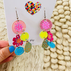 Bouquet of Blooms - Midi 2 - Leather Earrings