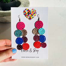 Load image into Gallery viewer, Pebbles - Pink/Aqua/Red - Mega - Leather Earrings