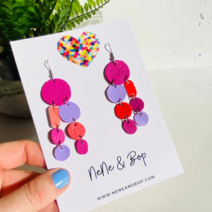 Rainbow Pebbles - Magenta Lilac - Leather Earrings