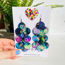 Load image into Gallery viewer, Pebble Blooms - Painted Meadows - Mega - Leather Earrings