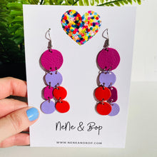 Load image into Gallery viewer, Rainbow Pebbles - Magenta Lilac 1 - Leather Earrings