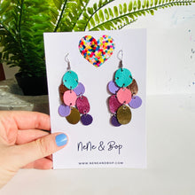 Load image into Gallery viewer, Pebbles - Aqua Pastels - Leather Earrings