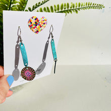 Load image into Gallery viewer, Single Bloom Gems - Green - Leather Earrings
