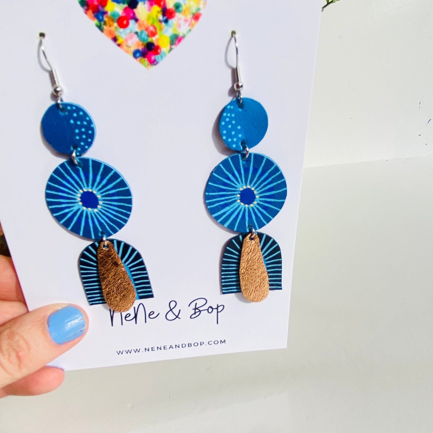 Goldilocks Collection - Blue - Midi - Leather Earrings