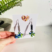 Load image into Gallery viewer, Bloom - Mis-matched Navy Citrus - Leather Earrings