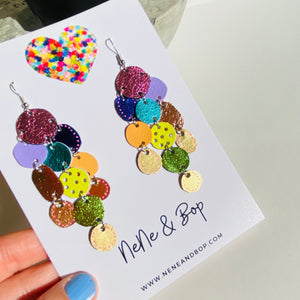 Pebbles - Rainbow Sprinkles 2 - Mega - Leather Earrings