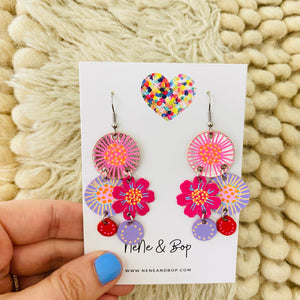 Bouquet of Blooms - Midi 3 - Leather Earrings
