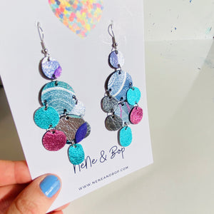 Pebbles - Painted Pastel Drops - Mega - Leather Earrings