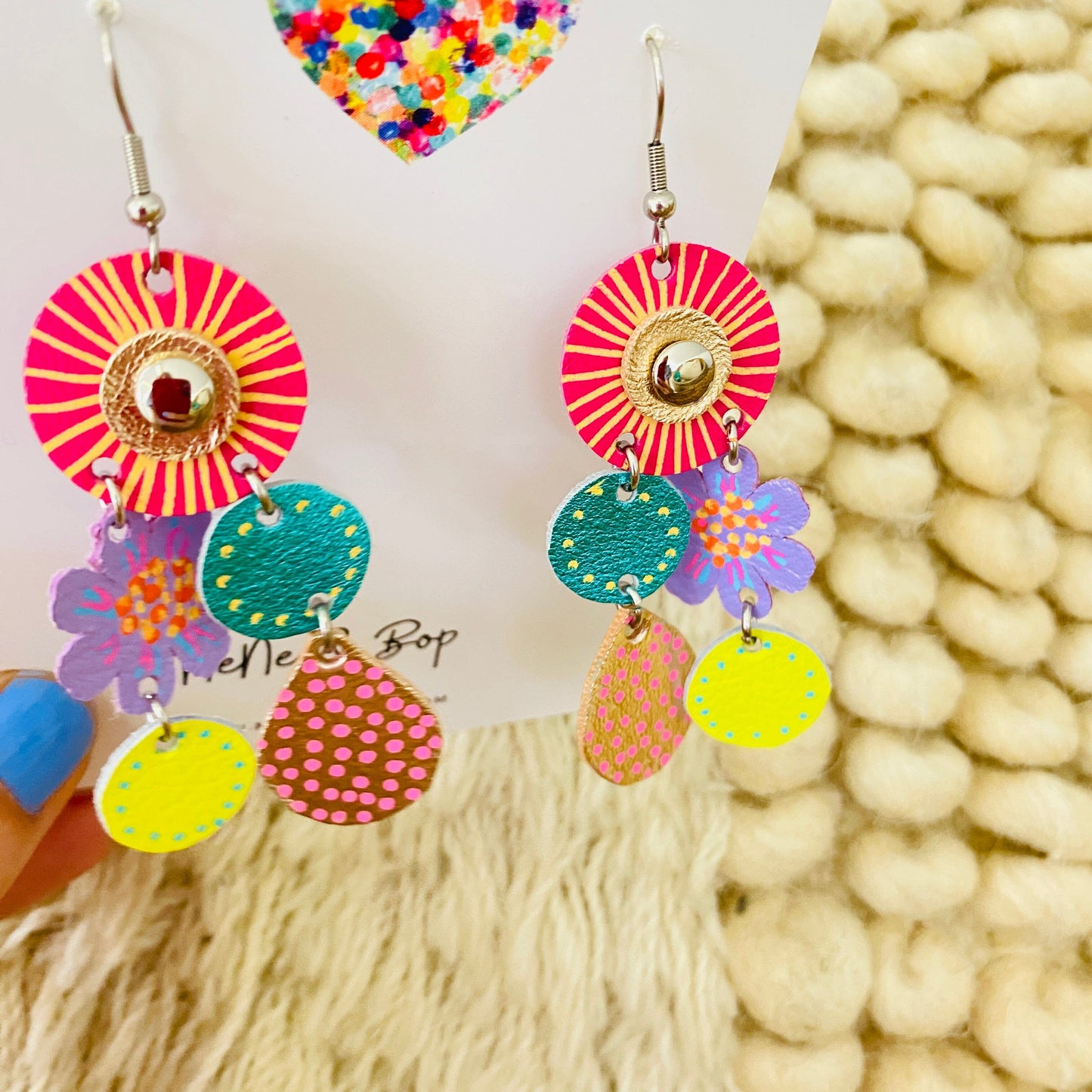 Bouquet of Blooms - Midi 6 - Leather Earrings