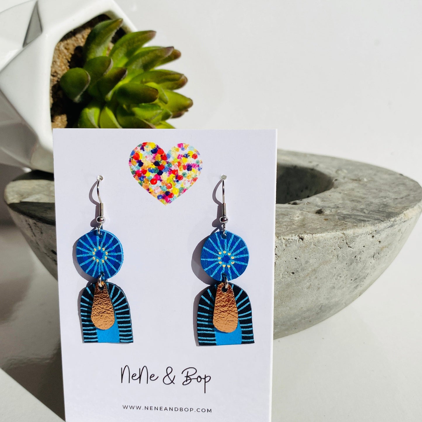 Goldilocks Collection - Blue - Mini - Leather Earrings