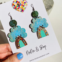 Load image into Gallery viewer, Sunshine and Rainbows - Green/Mint - Leather Earrings