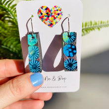 Load image into Gallery viewer, Loopy Lu - Blue Spot Florals Short Hooks   - Leather Earrings