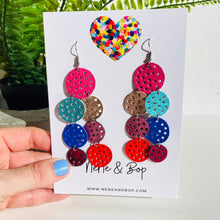 Load image into Gallery viewer, Pebbles - Pink/Aqua/Red - Mega - Leather Earrings