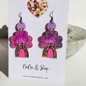Sunshine and Rainbows Lilac/Pink - Leather Earrings