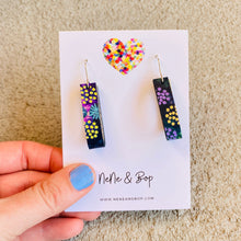 Load image into Gallery viewer, Loopy Lu - Navy Meadow Silver Short Hooks   - Leather Earrings