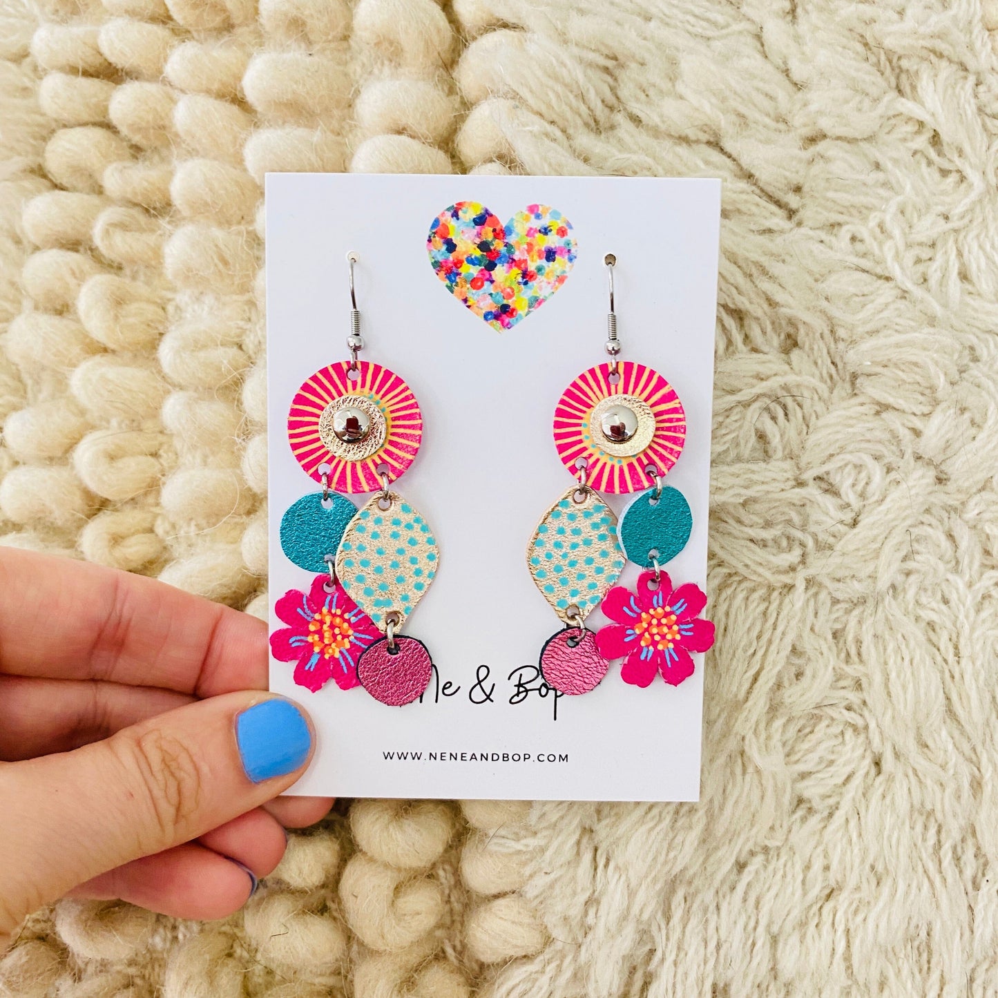 Bouquet of Blooms - Midi 4 - Leather Earrings